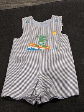 Mulberry Blue and White Striped Crocodile Surfing One-Piece